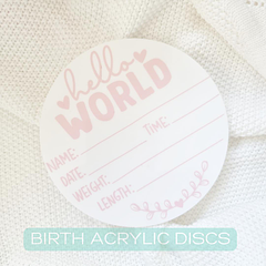 Birth Announcement Acrylic Discs